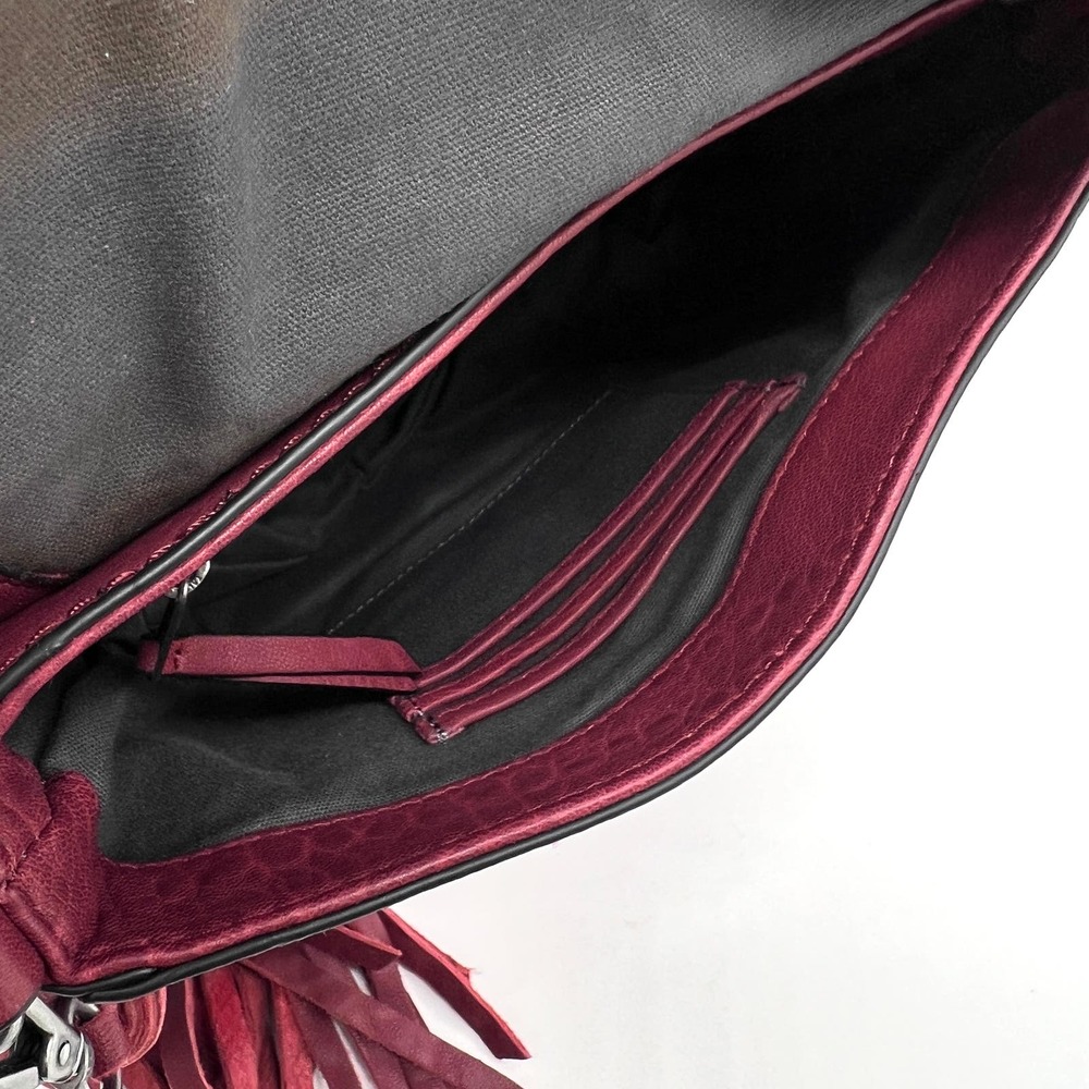 TREASURE AND BOND Leather Crossbody bag Womens Maroon Pebbled Tassel - Picture 12 of 12